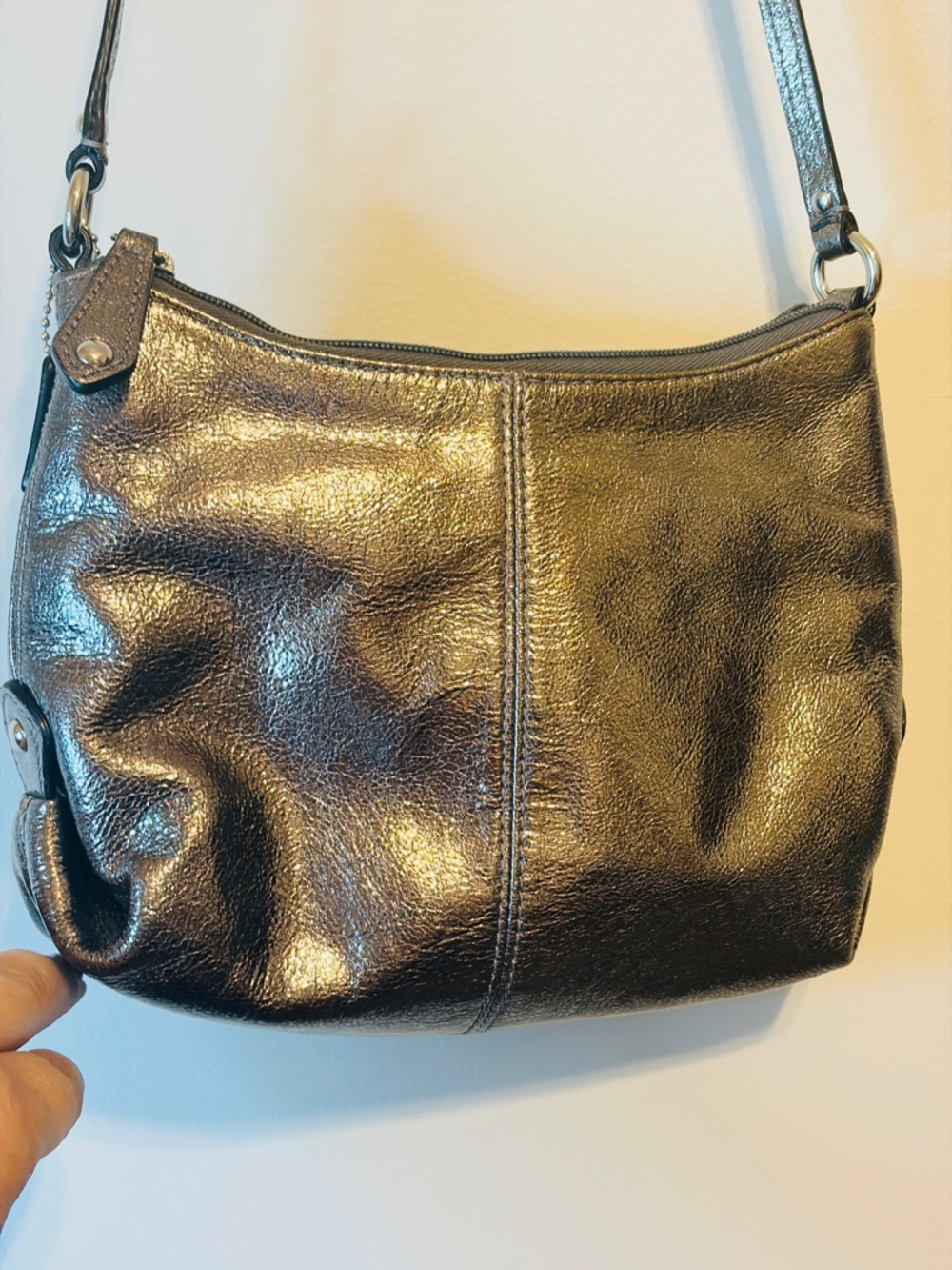 Coach Metallic Bronze Leather Crossbody Bag - Picture 5 of 9